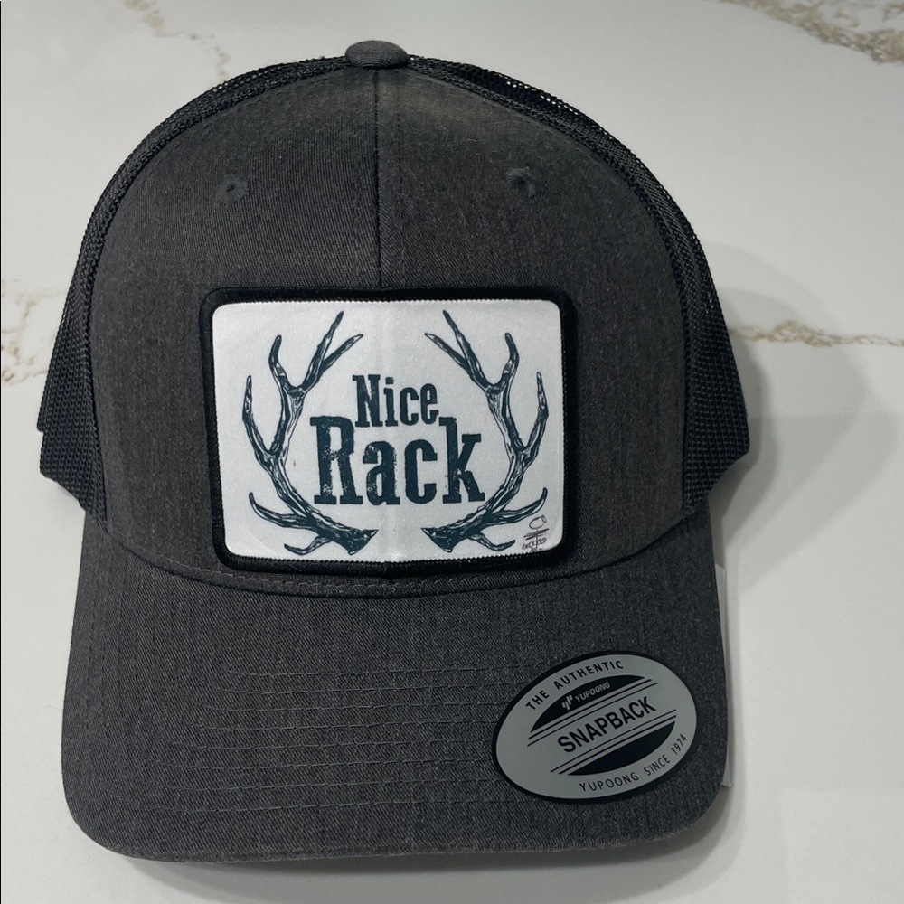 NICE RACK with Antlers Gray SnapBack Hat